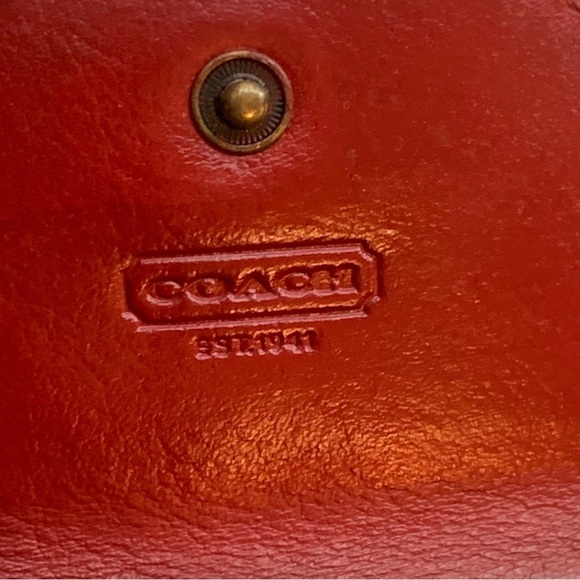 VTG Coach Red Leather Coin Pouch Geometric Envelope Expandable RESTORED 90s Y2K - Picture 13 of 16